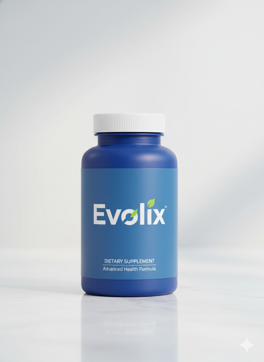 Evolix dietary supplement bottle presented on a clean surface with soft lighting